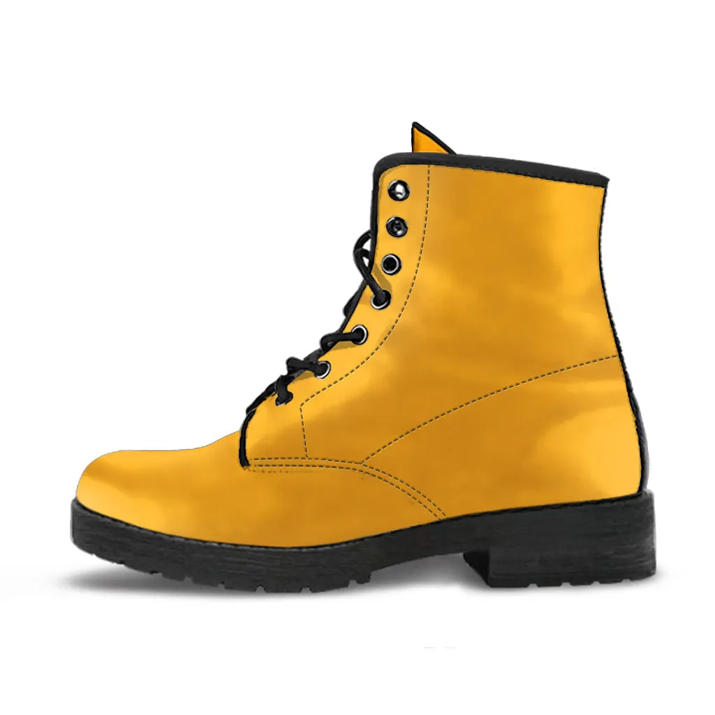Combat Boots - Yellow | Boho Shoes, Handmade Lace Up Boots, Vegan Leather Lace Up Boots Women