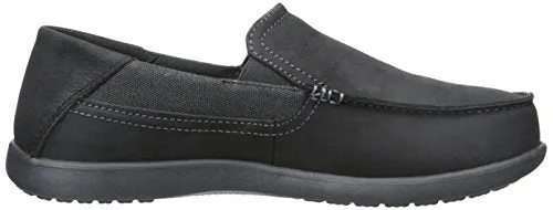 crocs Men's Santa Cruz 2 Luxe Leather M Slip-On Loafer, Black/Black, 11 M US