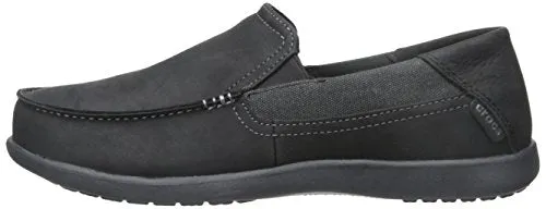 crocs Men's Santa Cruz 2 Luxe Leather M Slip-On Loafer, Black/Black, 11 M US