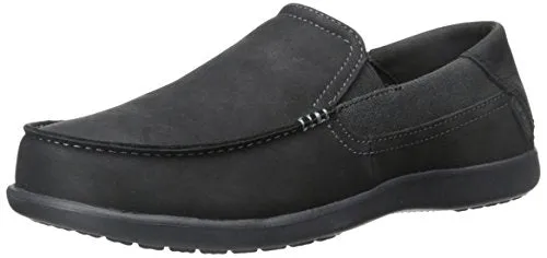 crocs Men's Santa Cruz 2 Luxe Leather M Slip-On Loafer, Black/Black, 11 M US