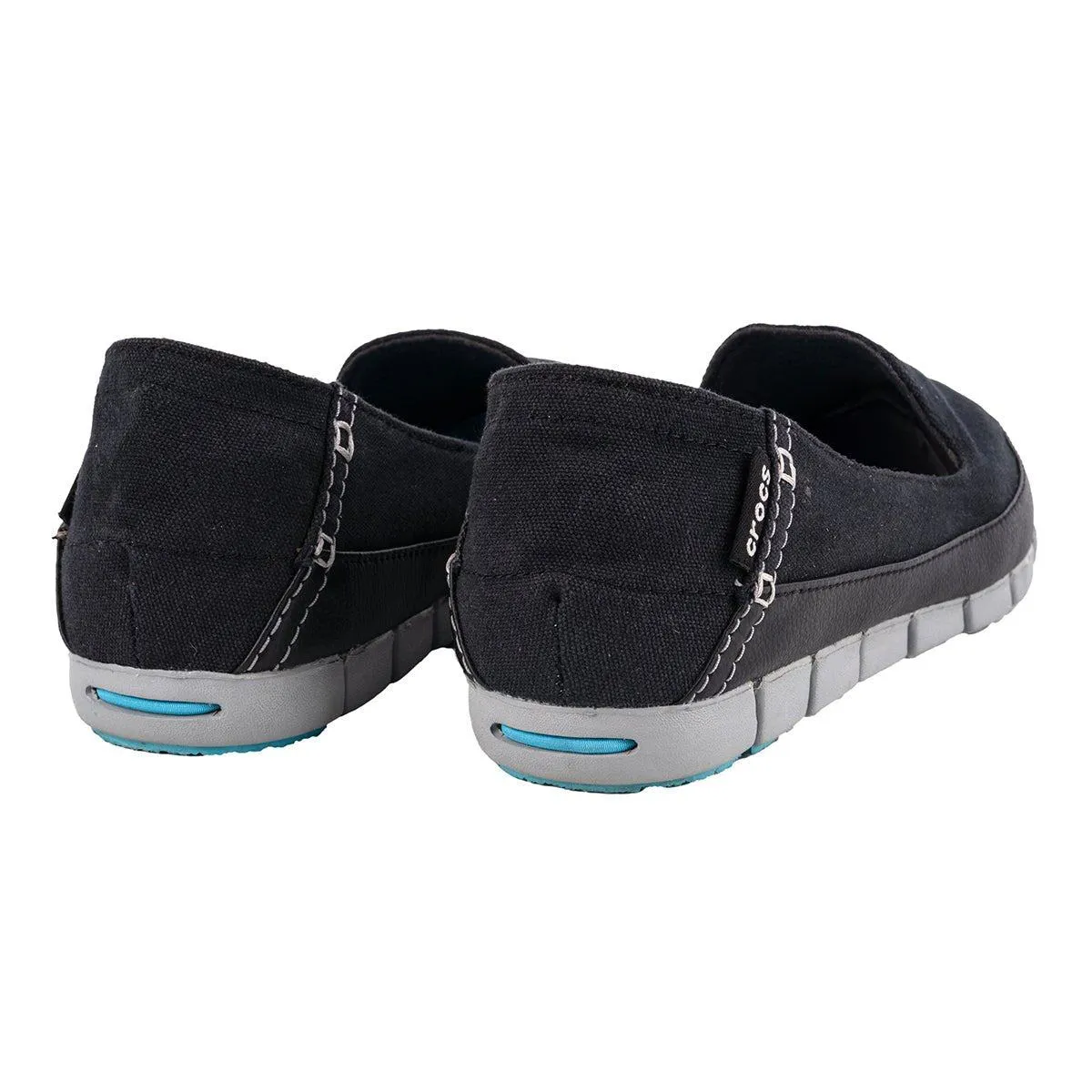 Crocs Strech Sole Skimmer Casual Loafers Fabric Black Colour For Women