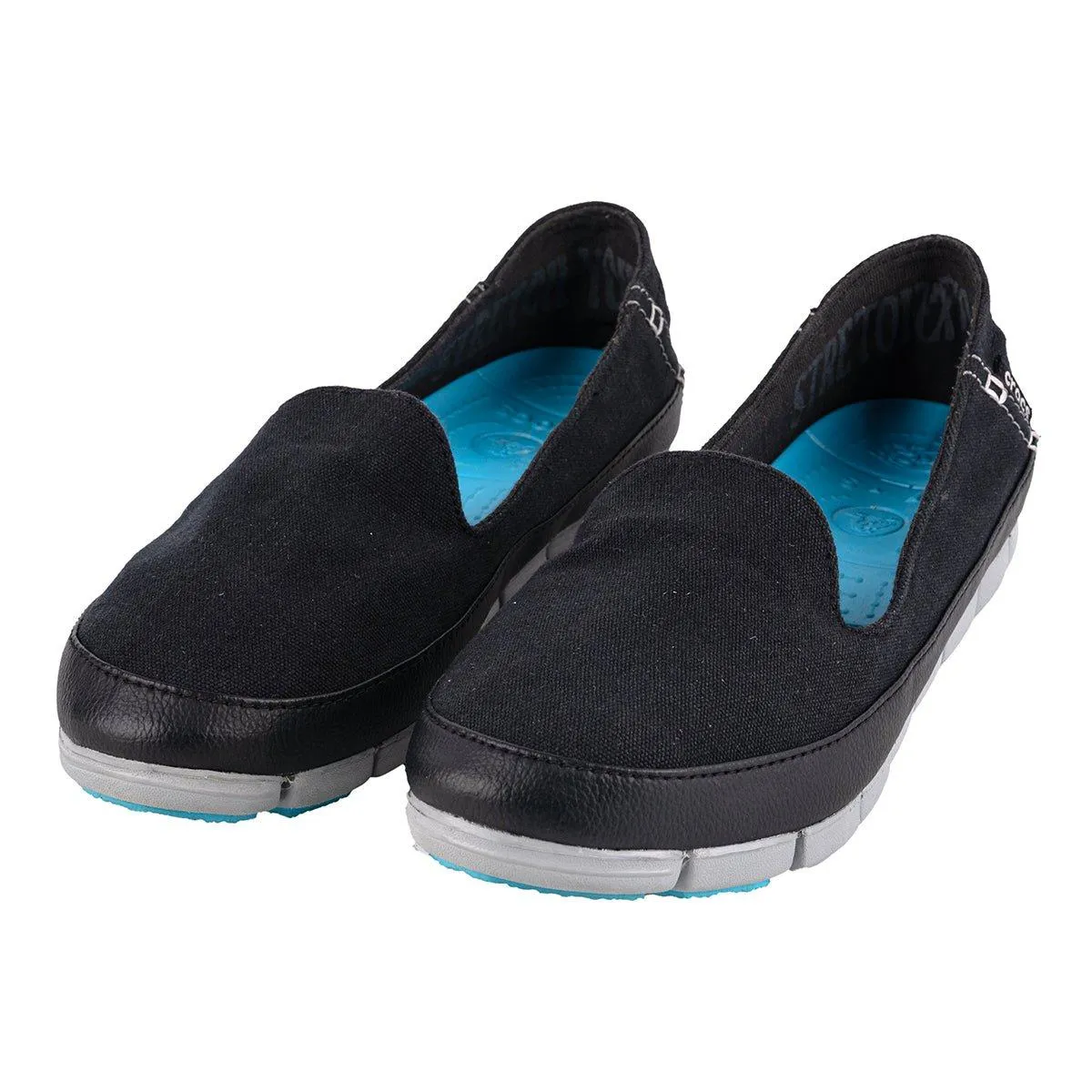 Crocs Strech Sole Skimmer Casual Loafers Fabric Black Colour For Women