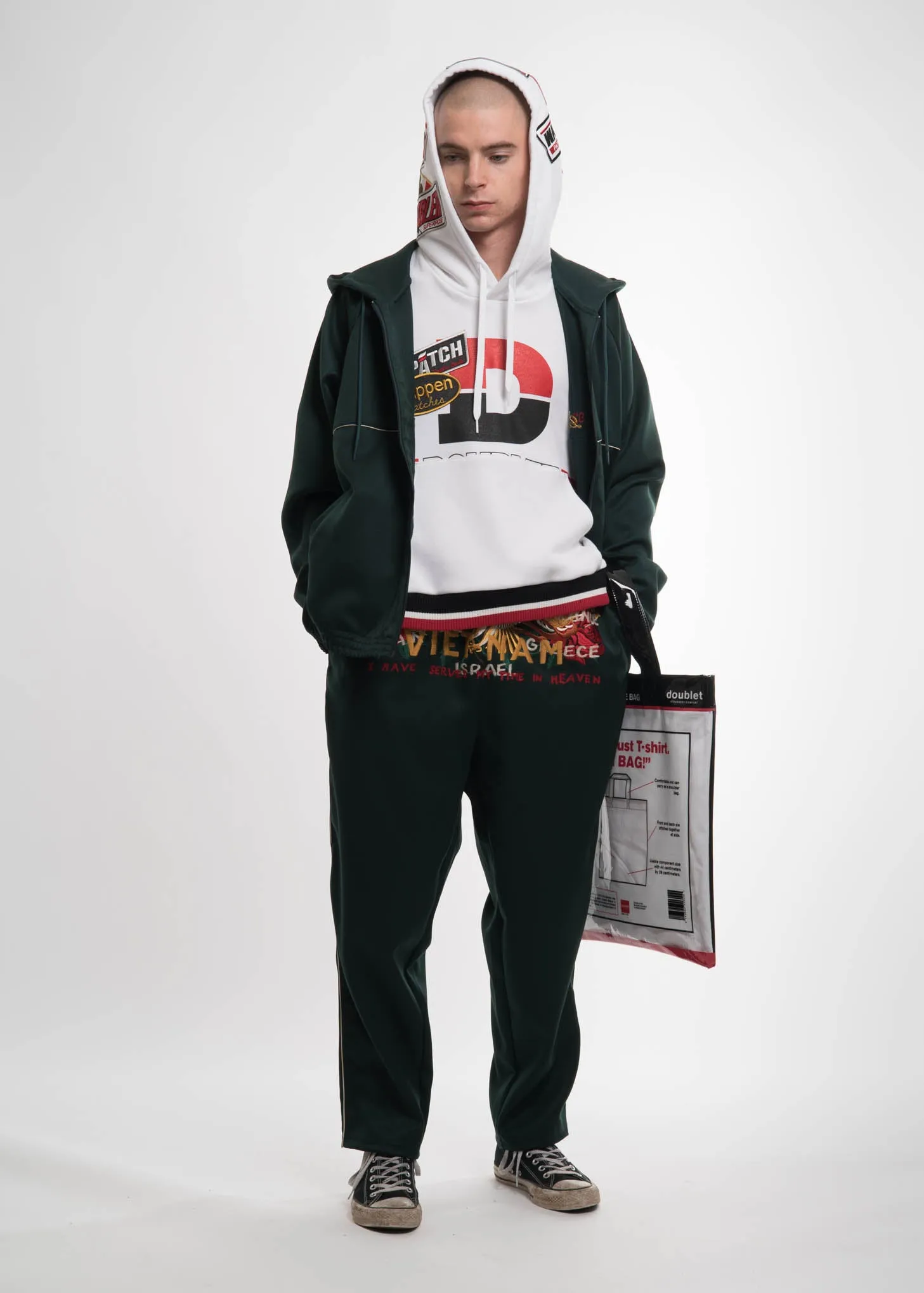 Dark Green Embroidery Track Pants
