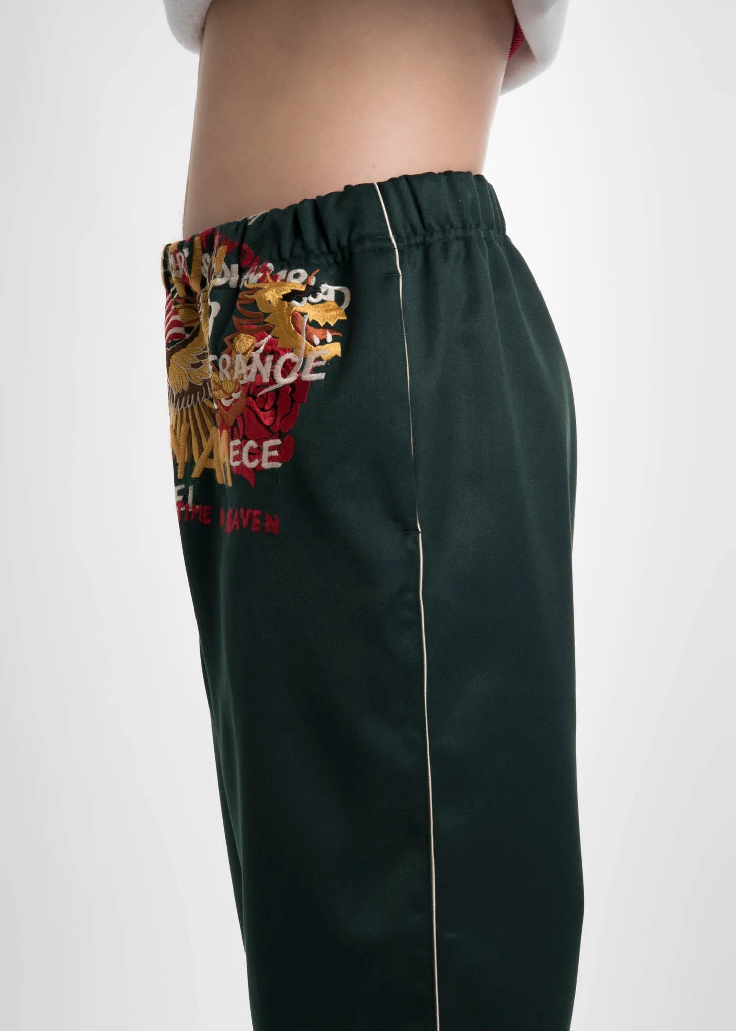 Dark Green Embroidery Track Pants