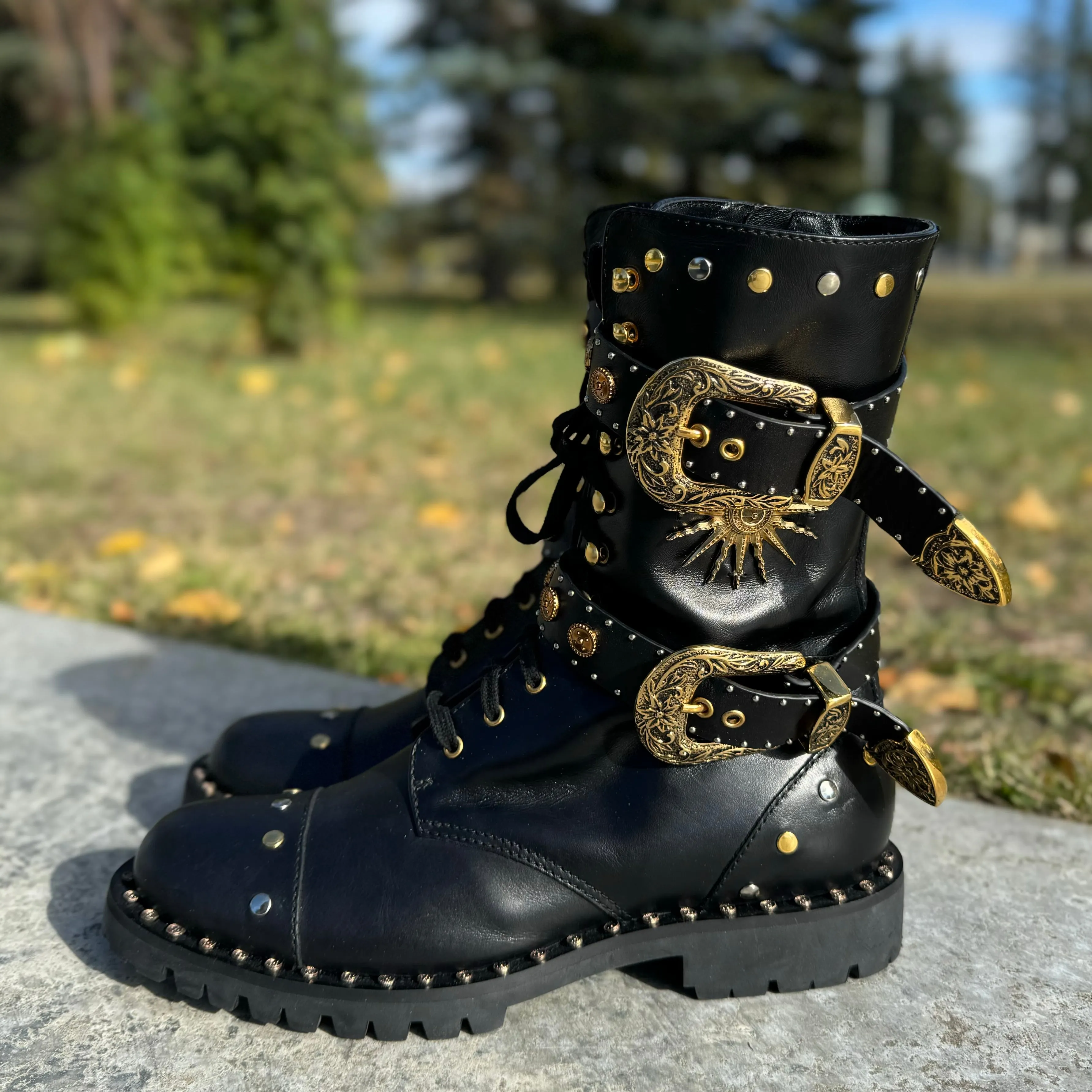 Fausto Puglisi Embellished Combat Boots