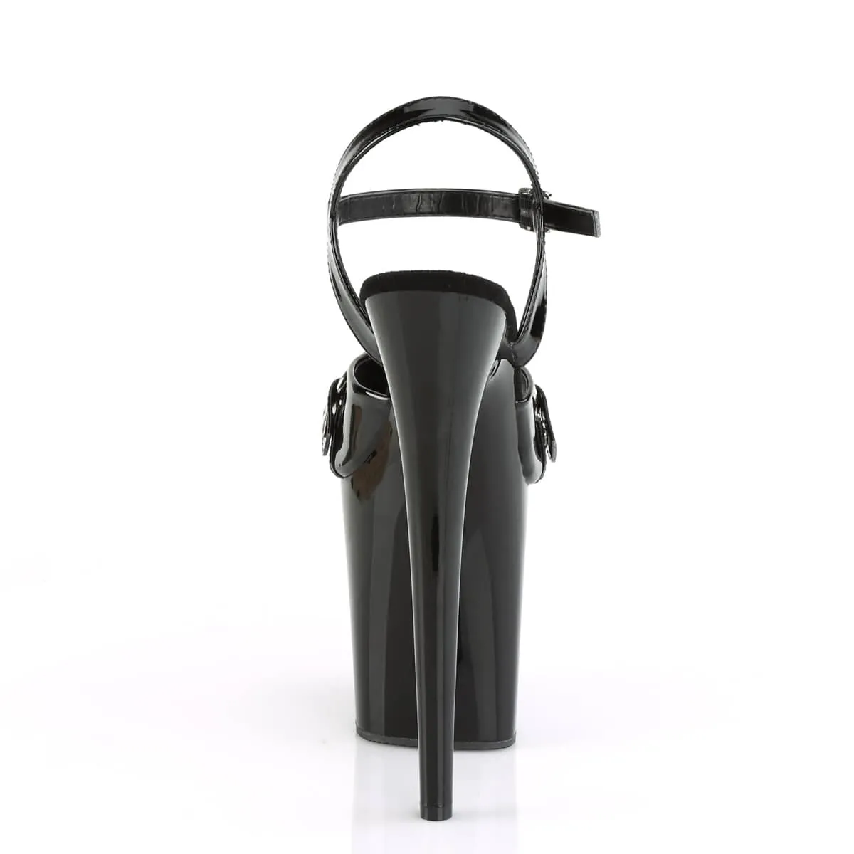FLAMINGO-809GB Black & Red Ankle Peep Toe High Heel