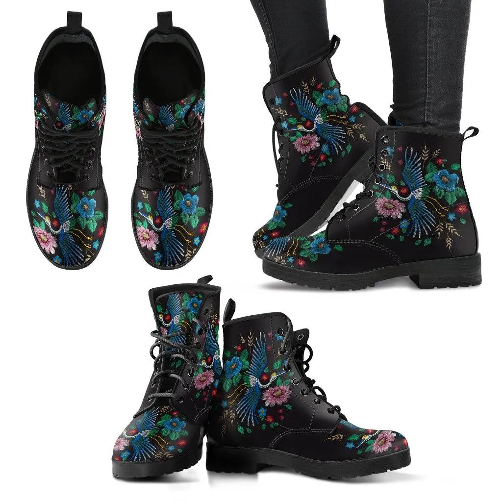Flying Crane and Fauna Handcrafted Boots by Manifestie