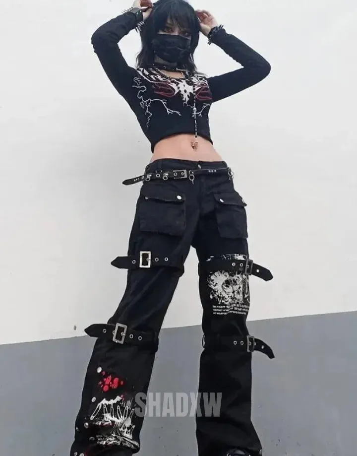 Goth Cargo Pants Womens