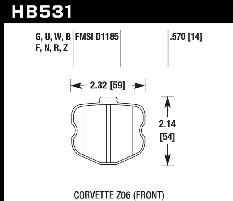 Hawk DTC-30 Race Front Brake Pads - 06-13 Chevrolet Corvette Z06 - HB531W.570