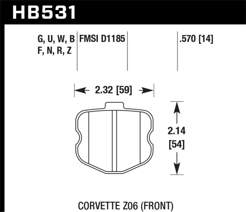 Hawk DTC-30 Race Front Brake Pads - 06-13 Chevrolet Corvette Z06 - HB531W.570