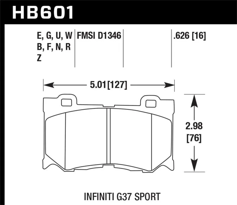 Hawk DTC-30 Race Front Brake Pads - 10-12 Infiniti FX50 / 09-12 G37 / 09-13 Nissan 370Z - HB601W.626