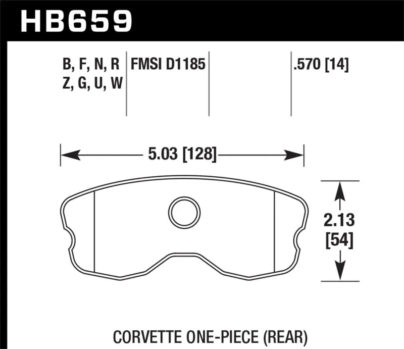 Hawk DTC-30 Race Rear Brake Pads - 06-13 Chevrolet Corvette Z06 s (One Piece) - HB659W.570