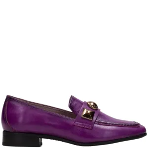 Hispanitas Magenta Leather Slip On Loafers