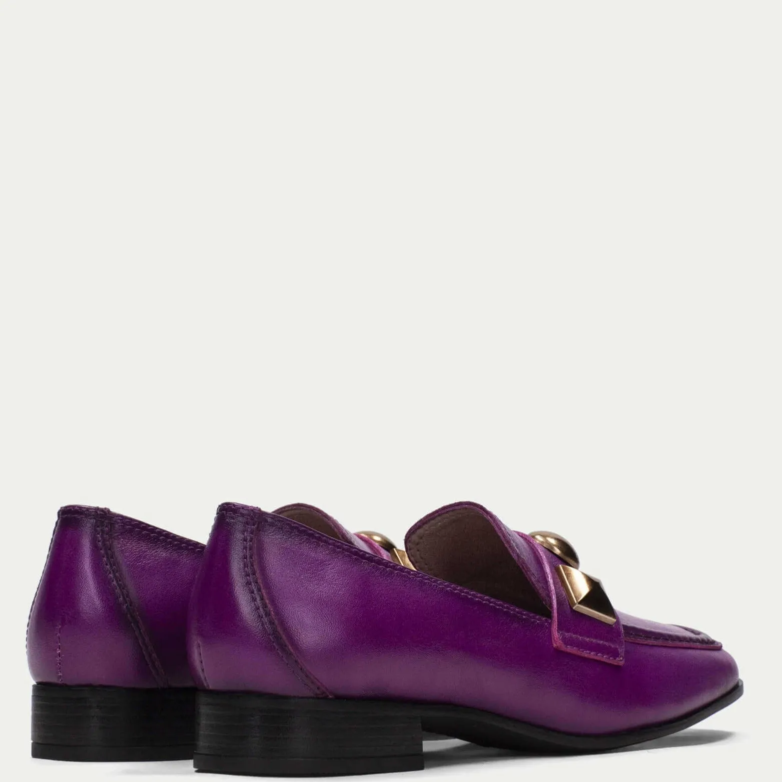 Hispanitas Magenta Leather Slip On Loafers