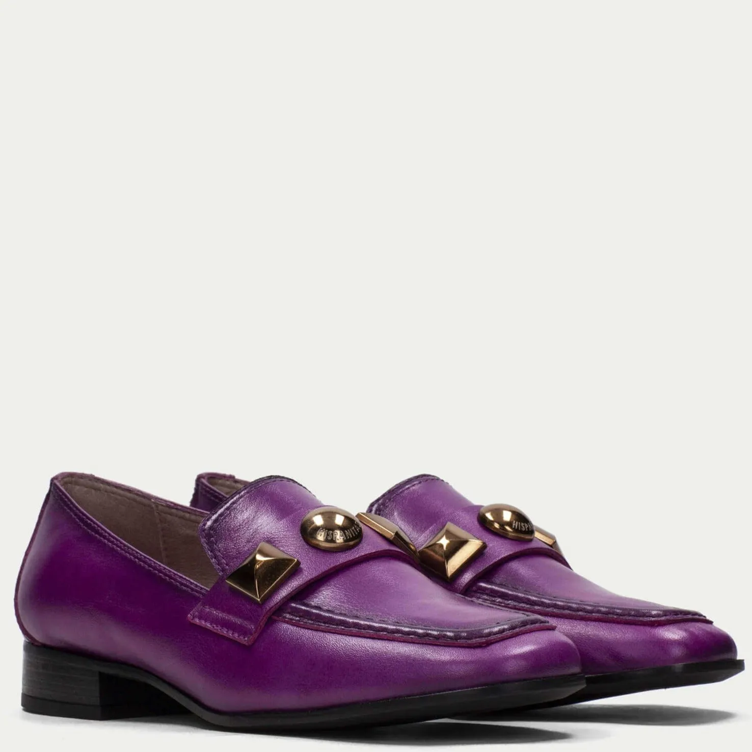 Hispanitas Magenta Leather Slip On Loafers