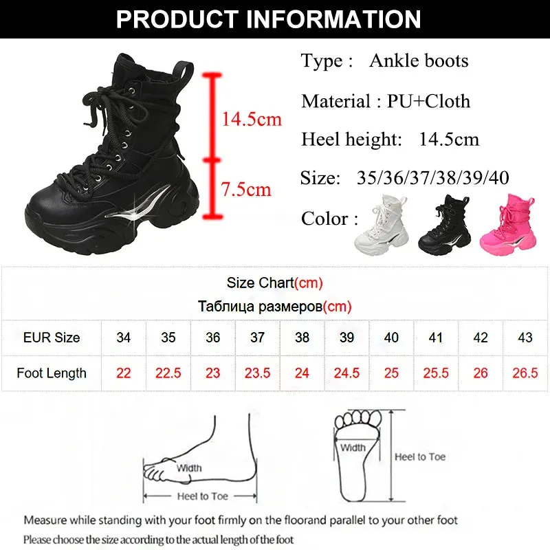 Hnzxzm Chunky Heels Punk Style Boots Women Autumn Winter Platform Combat Boots Woman Thick Bottom Gothic Motorcycle Botas