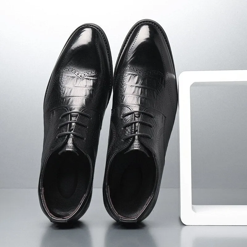 Hnzxzm New Genuine Leather Shoes Men Business Shoes Fashion Mens Casual Shoes Brand Male Footwear Black Party Shoes A4417