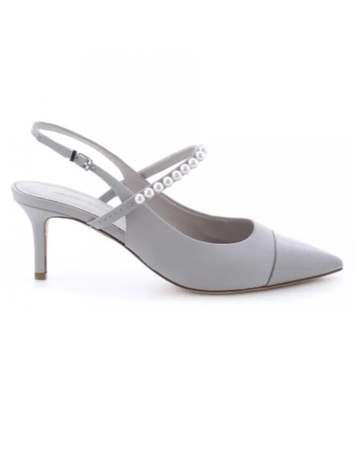 Kennel & Schmenger Rome Pale Grey Slingback Heeled Shoes With Pearls 31-72690-321