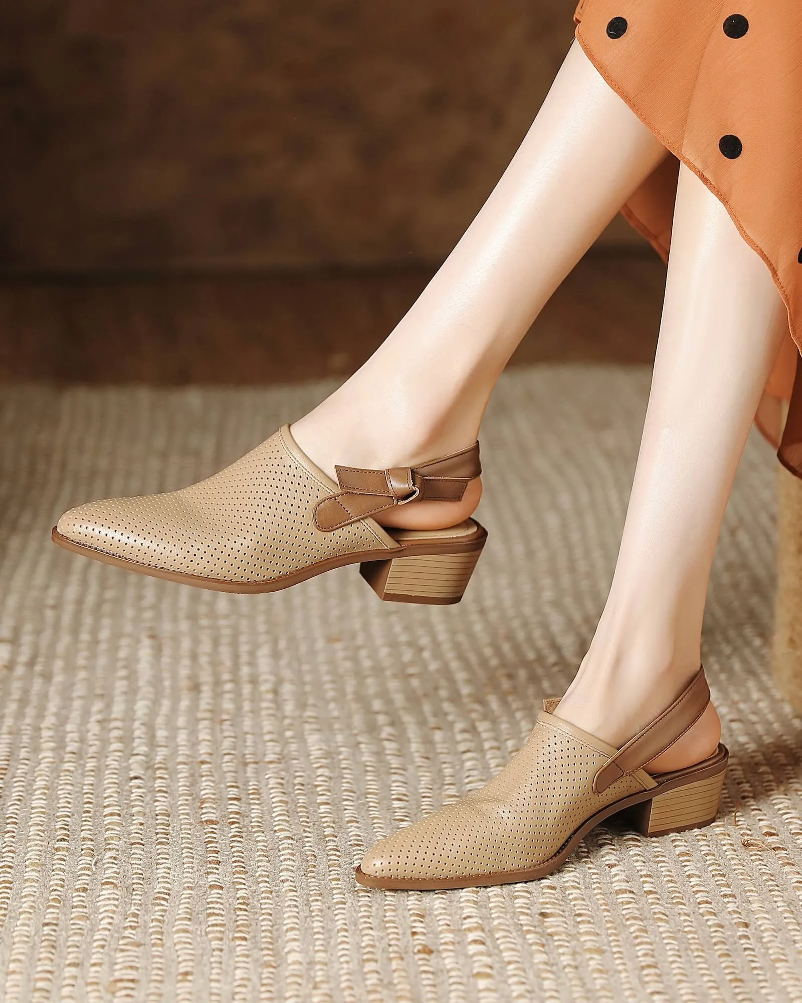 Kina - Perforated Leather Slingbacks
