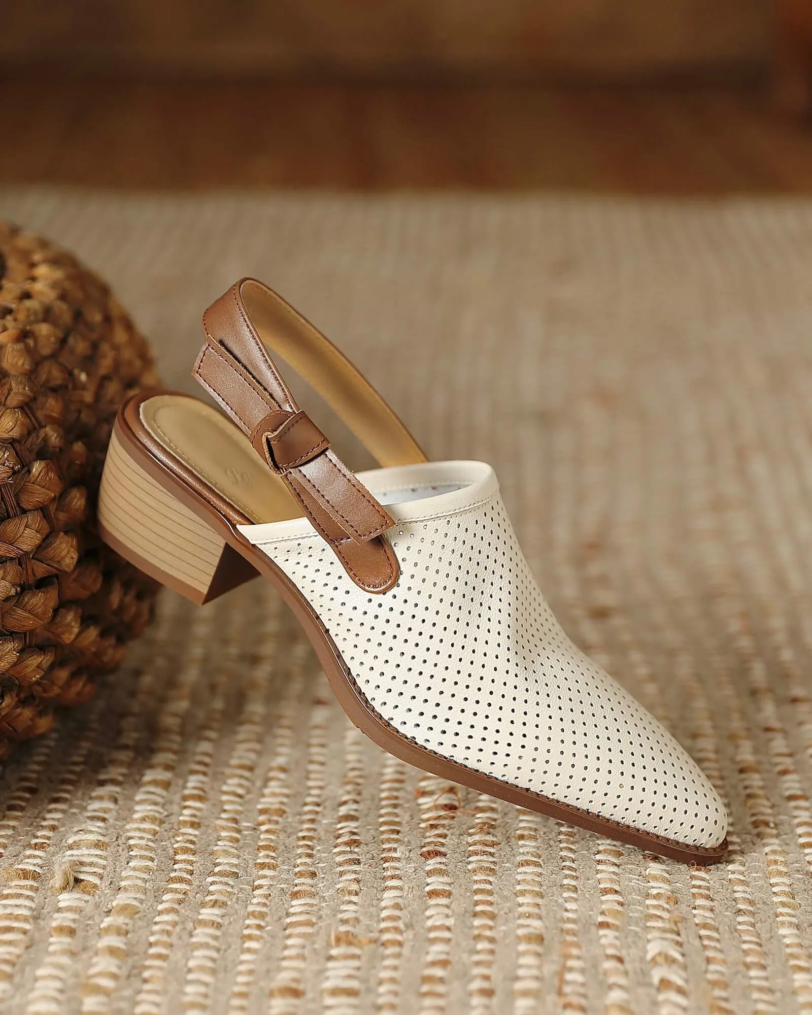 Kina - Perforated Leather Slingbacks