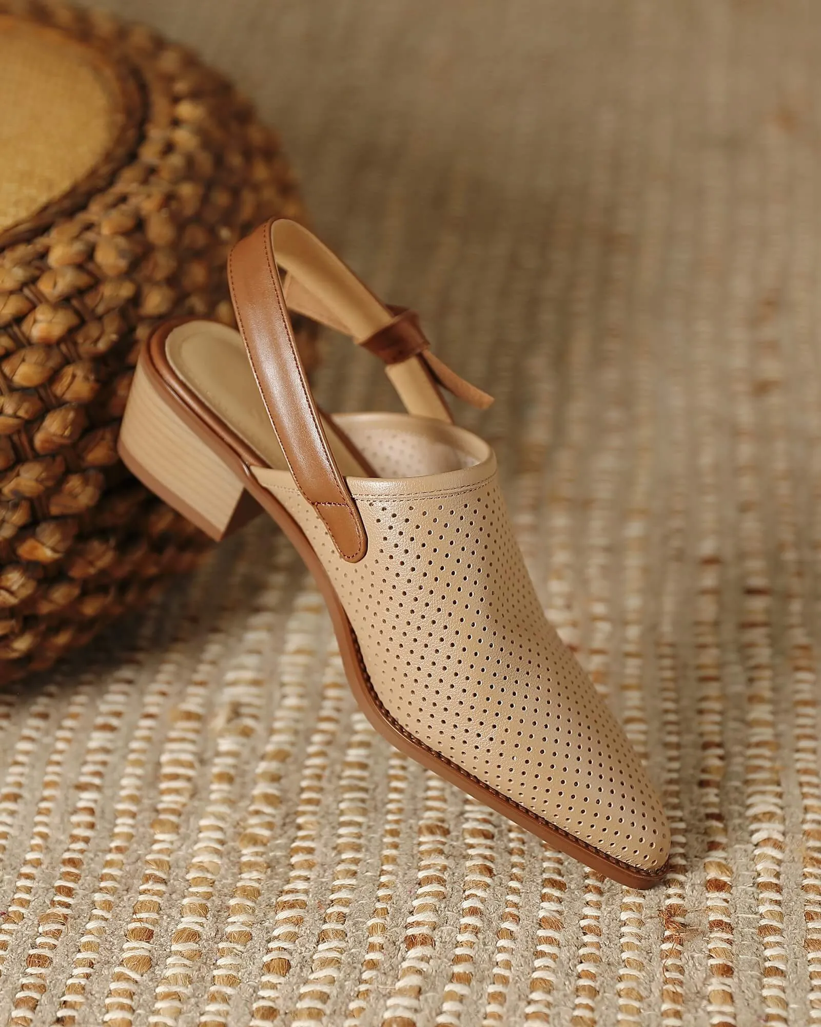 Kina - Perforated Leather Slingbacks