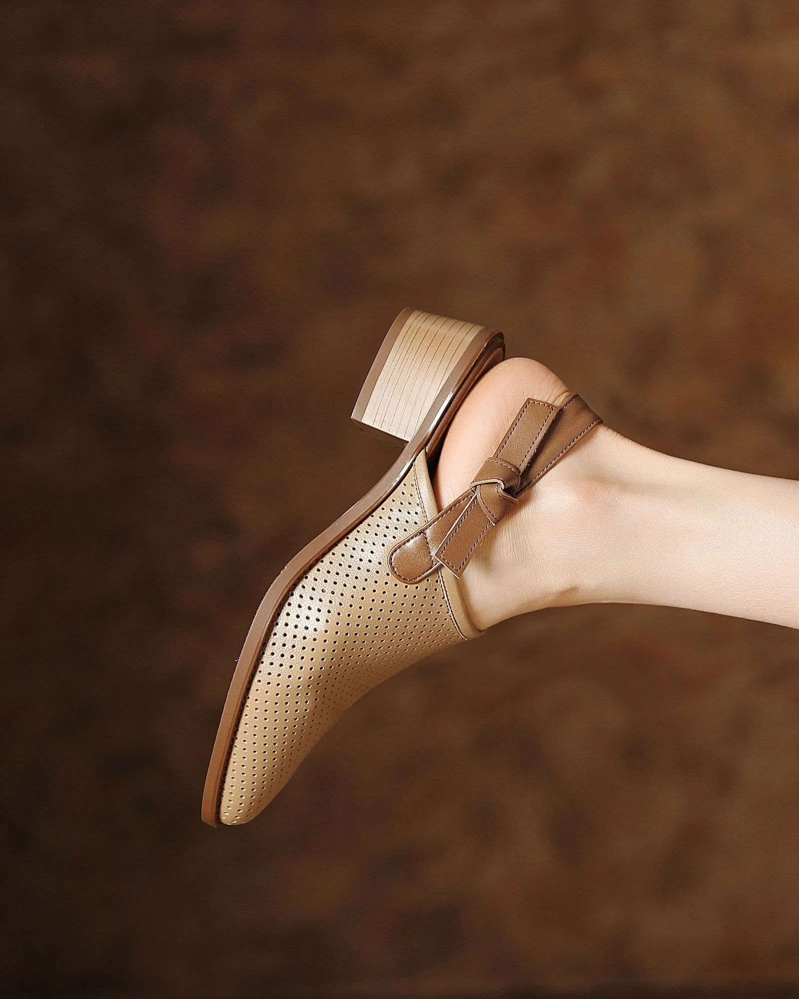 Kina - Perforated Leather Slingbacks