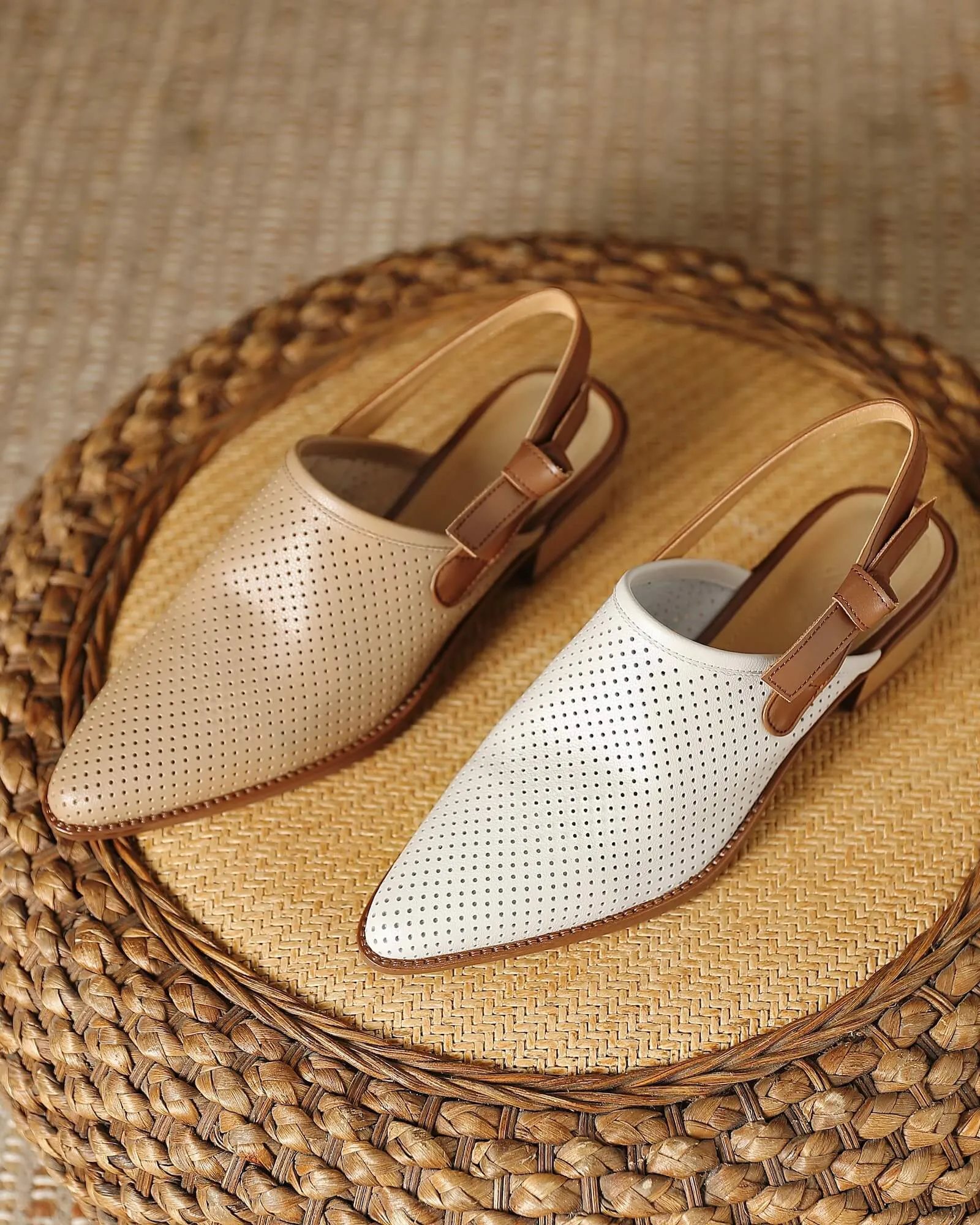 Kina - Perforated Leather Slingbacks