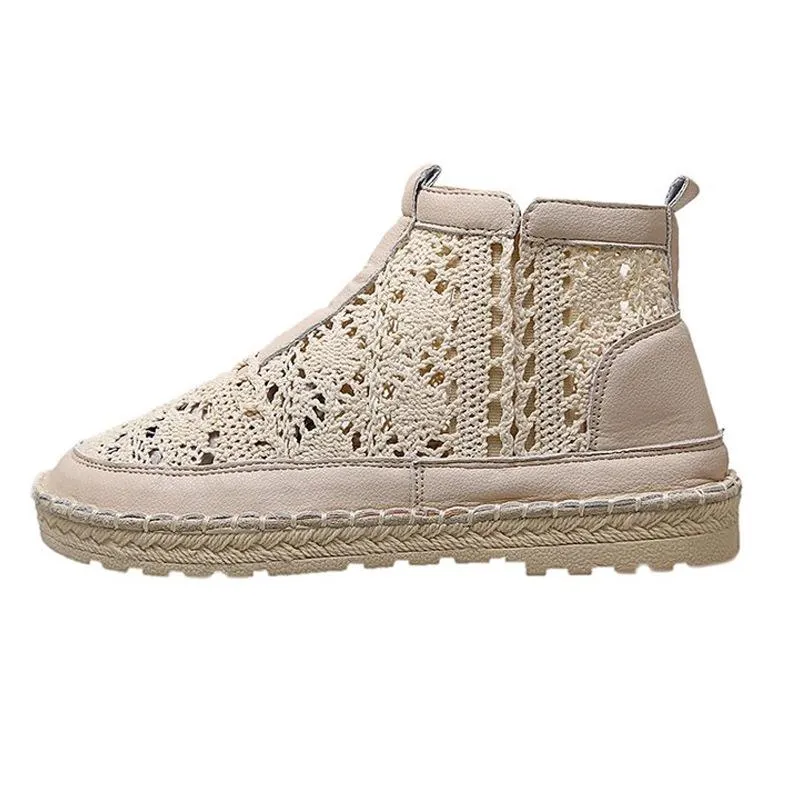 Lace hollow slip on summer boots