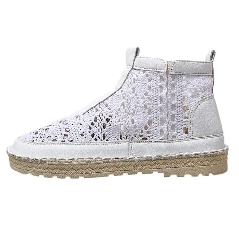 Lace hollow slip on summer boots