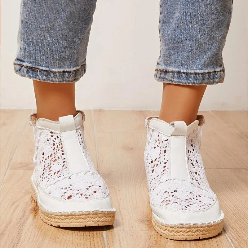 Lace hollow slip on summer boots