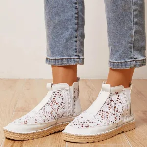 Lace hollow slip on summer boots