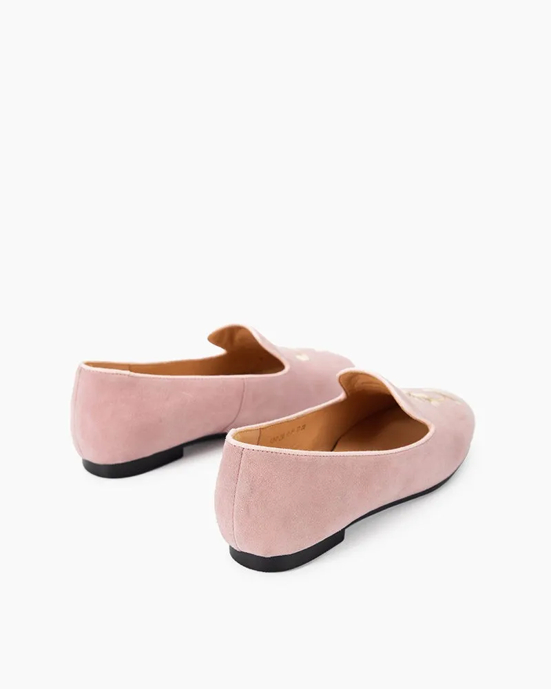 Luxurious Handcrafted Embroidered Suede Loafers