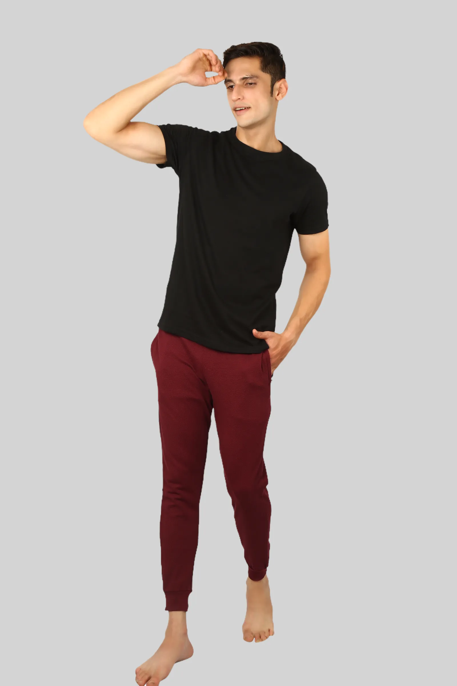 Maroon casual premium Popcorn Track Pant for mens