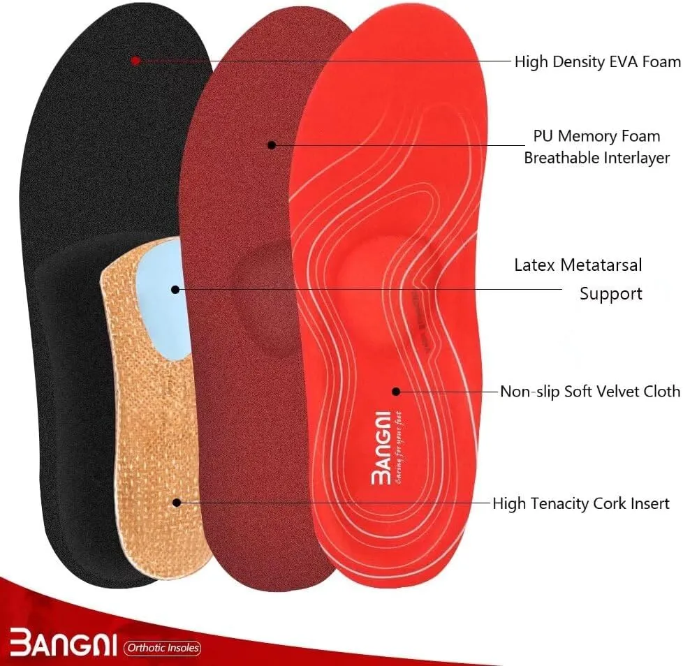 Men 11-11.5 / Women 13-13.5 Arch Support Insoles - Foot Pain Relief & Stability