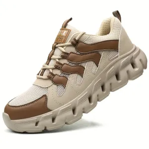 Mens Color Block Steel Toe Safety Work Shoes