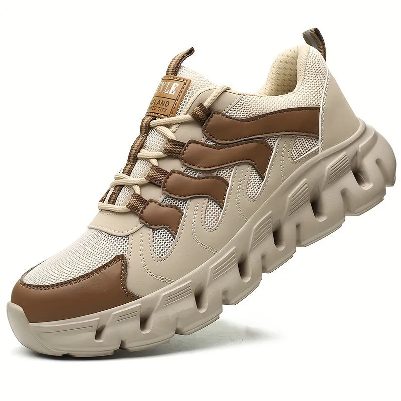 Mens Color Block Steel Toe Safety Work Shoes