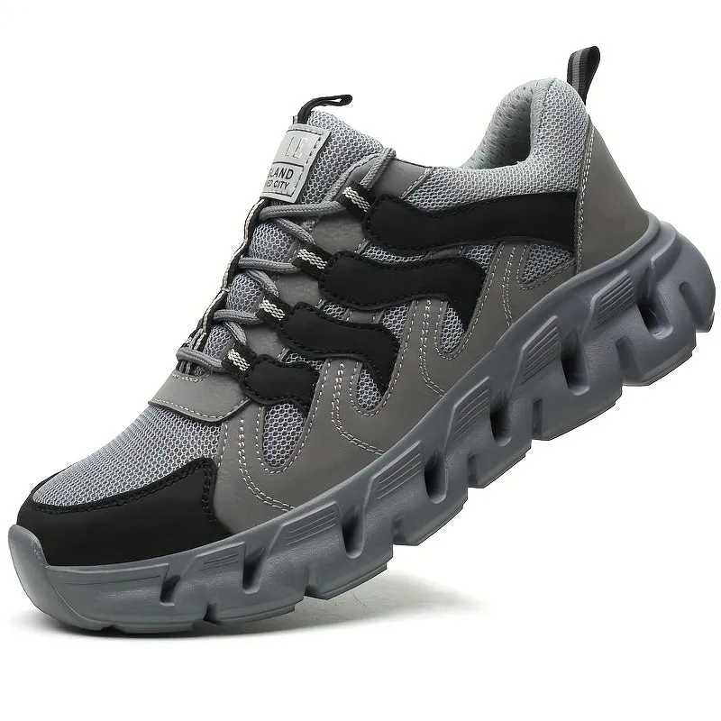 Mens Color Block Steel Toe Safety Work Shoes