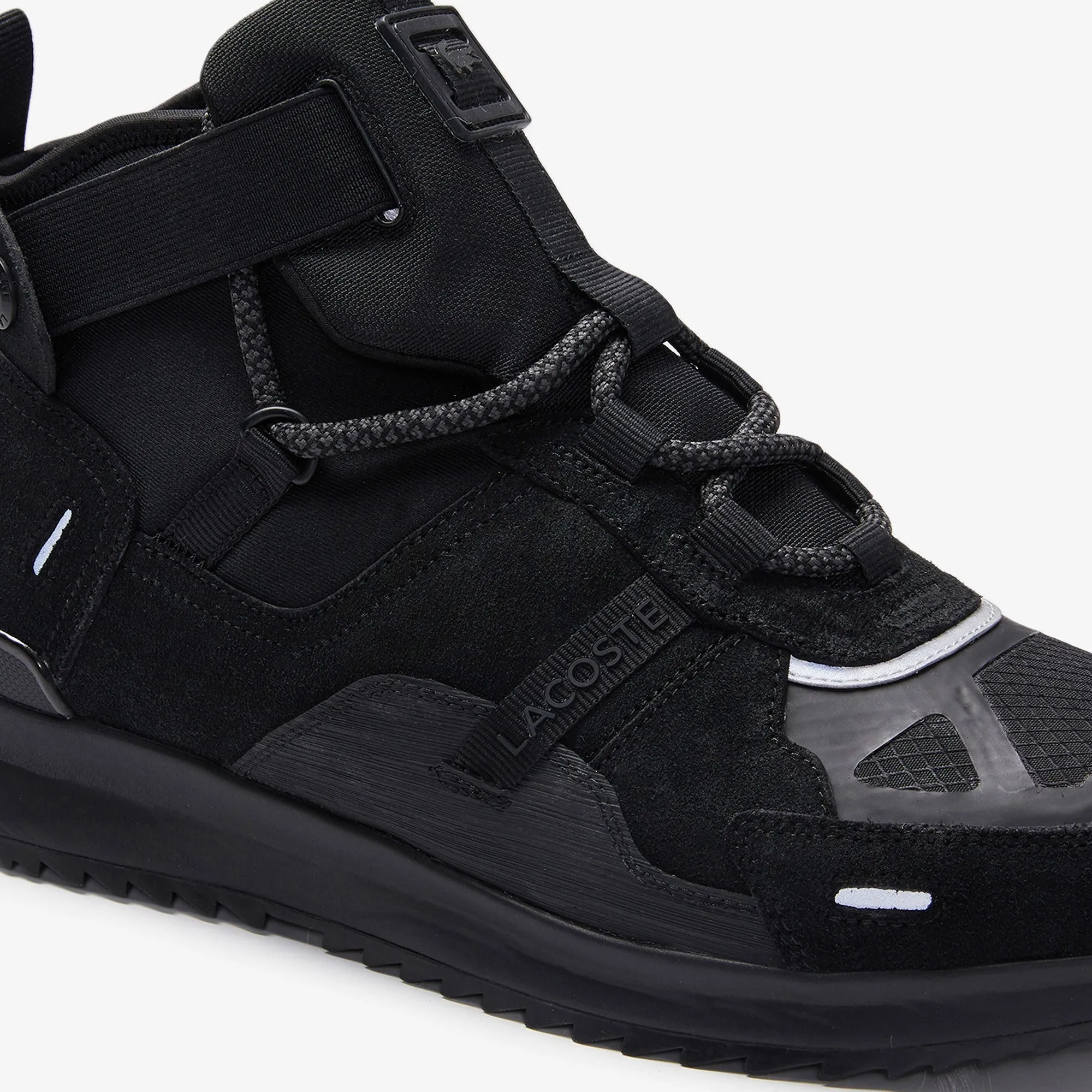 MEN'S LACOSTE RUN BREAKER SUEDE TRAINER (BLACK/BLACK)