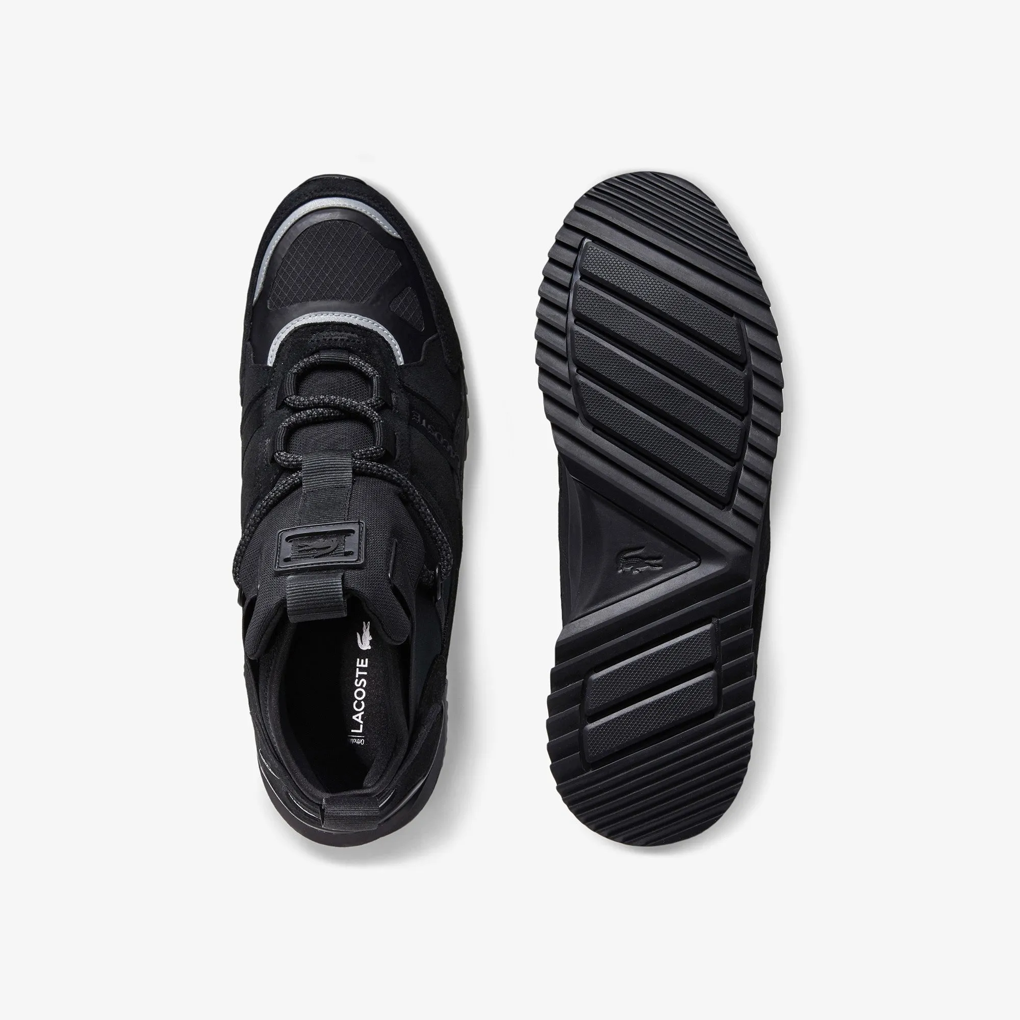 MEN'S LACOSTE RUN BREAKER SUEDE TRAINER (BLACK/BLACK)