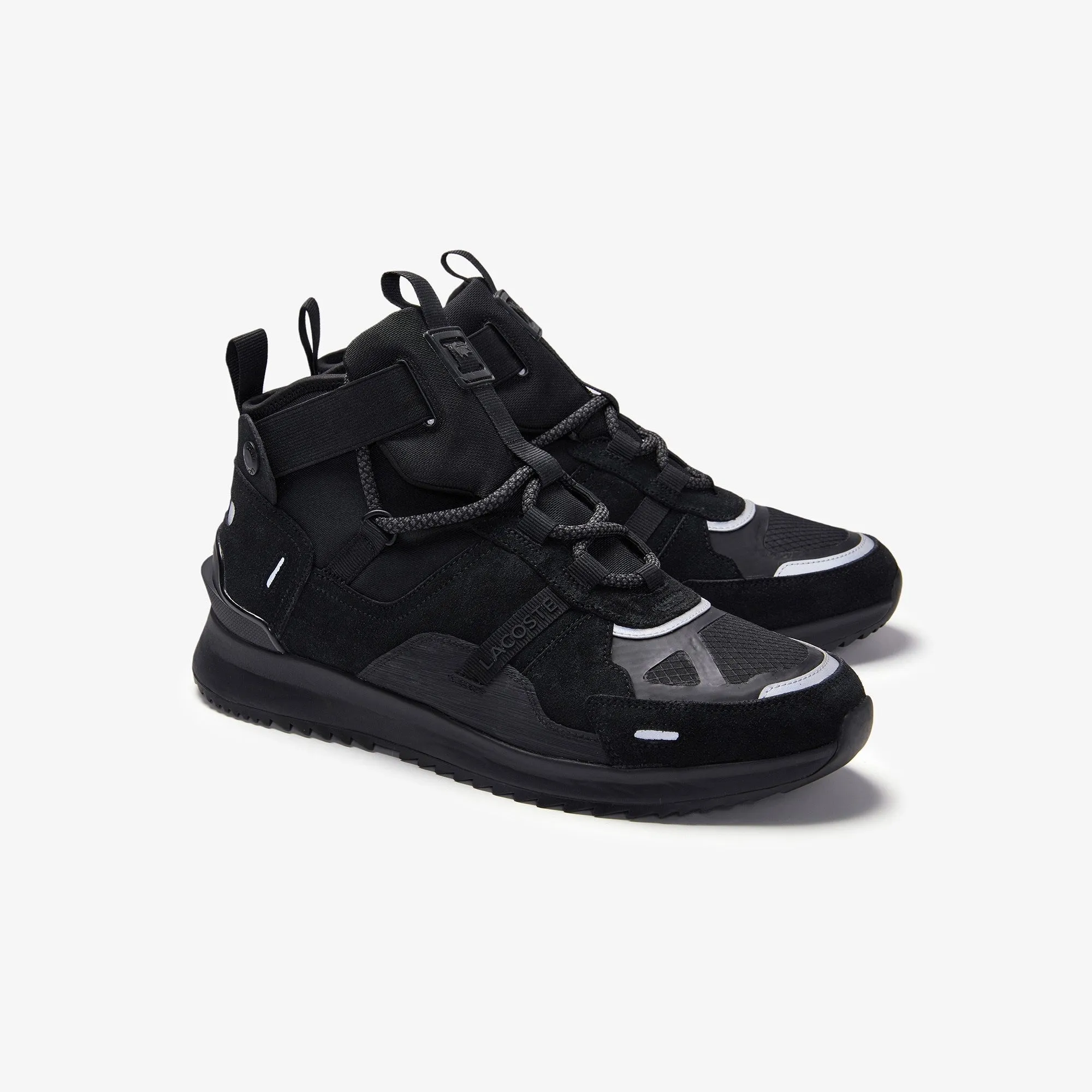 MEN'S LACOSTE RUN BREAKER SUEDE TRAINER (BLACK/BLACK)