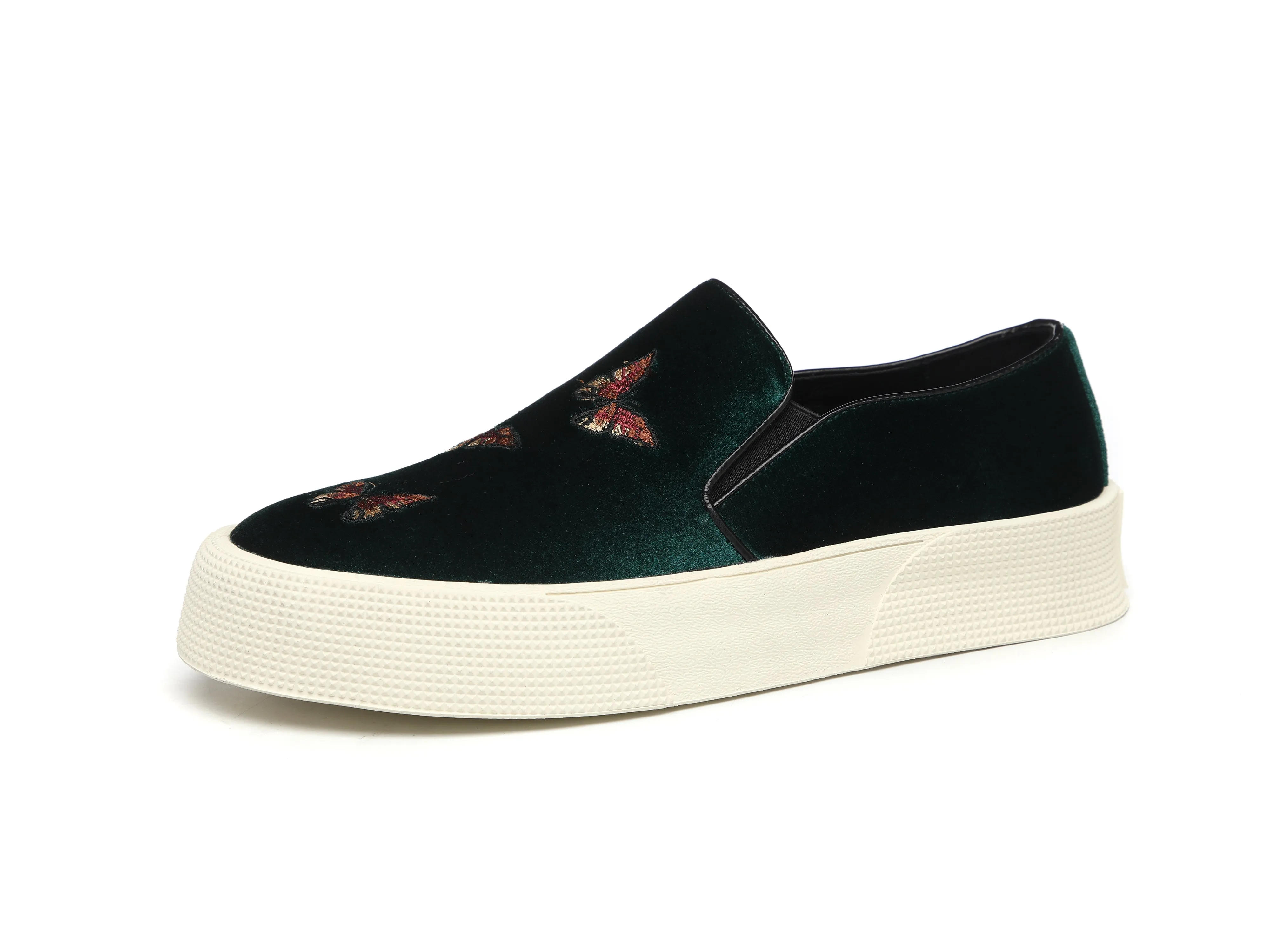 Men's Velvet Butterfly Embroidery Loafers