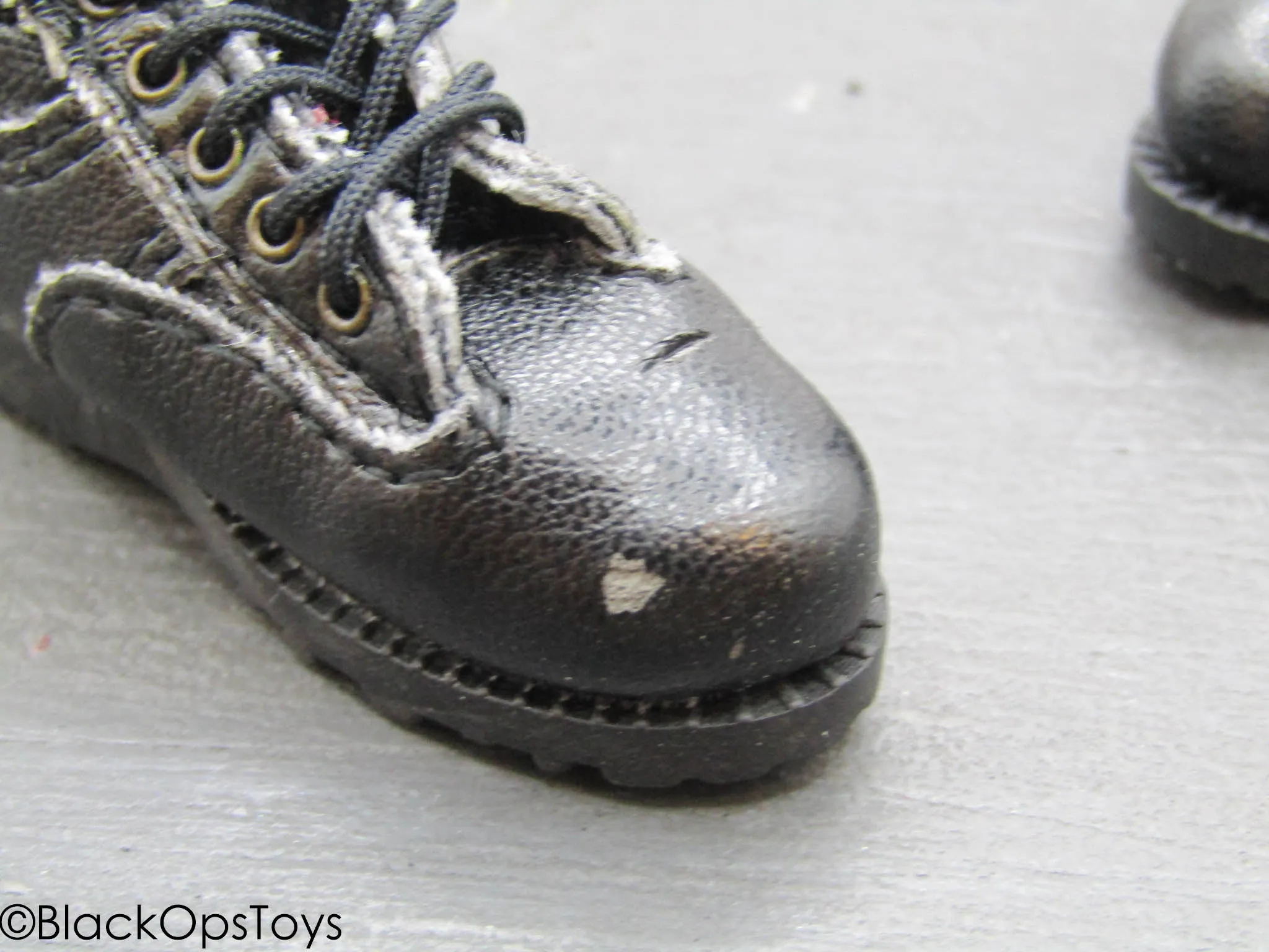 Night Ops - Black Leather-Like Combat Boots (Foot Type)