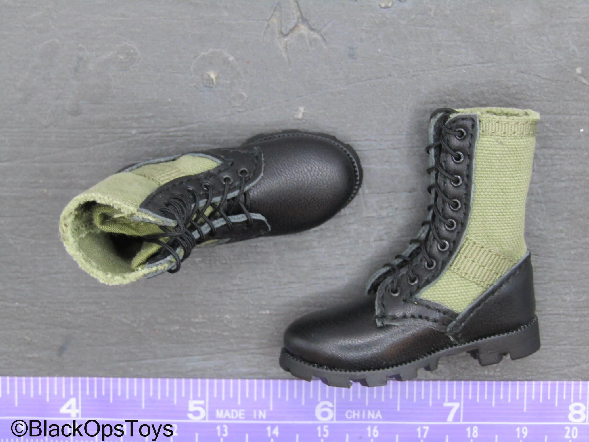 Operation Eagle Claw - Black & Green Combat Boots (Foot Type)