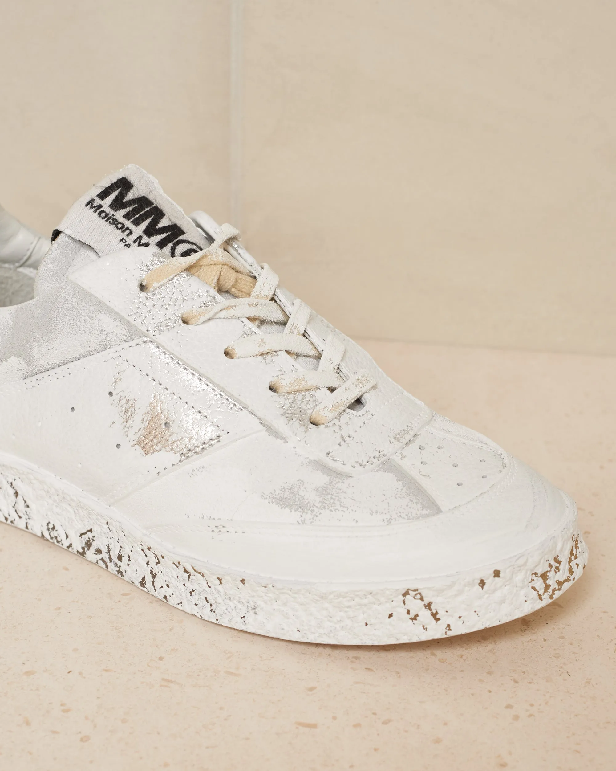 Painted Silver Court Sneaker