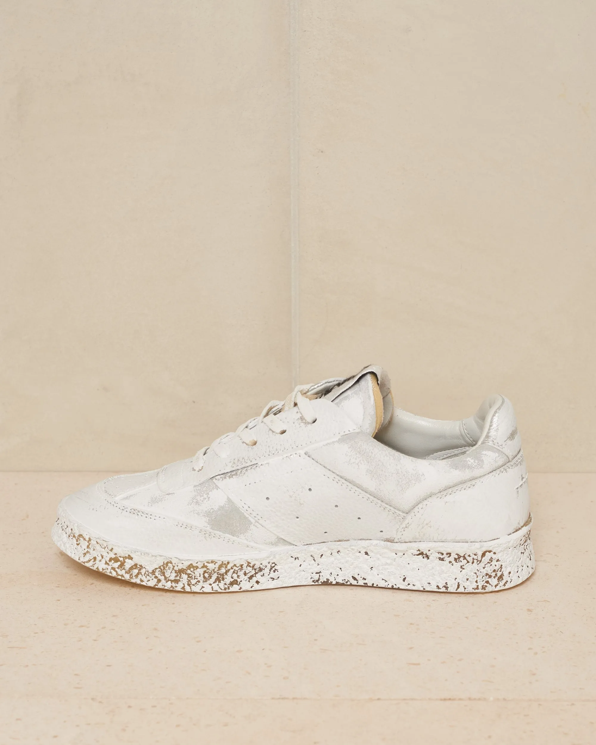 Painted Silver Court Sneaker