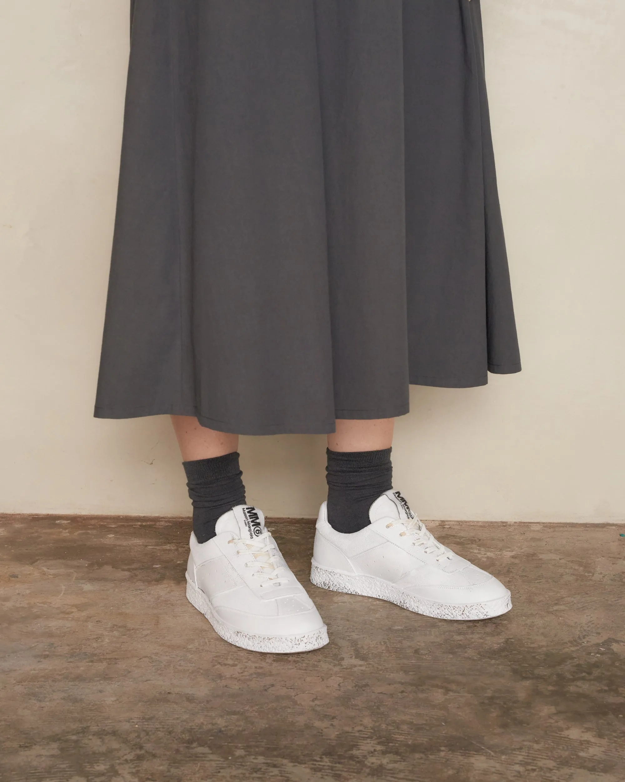 Painted Silver Court Sneaker