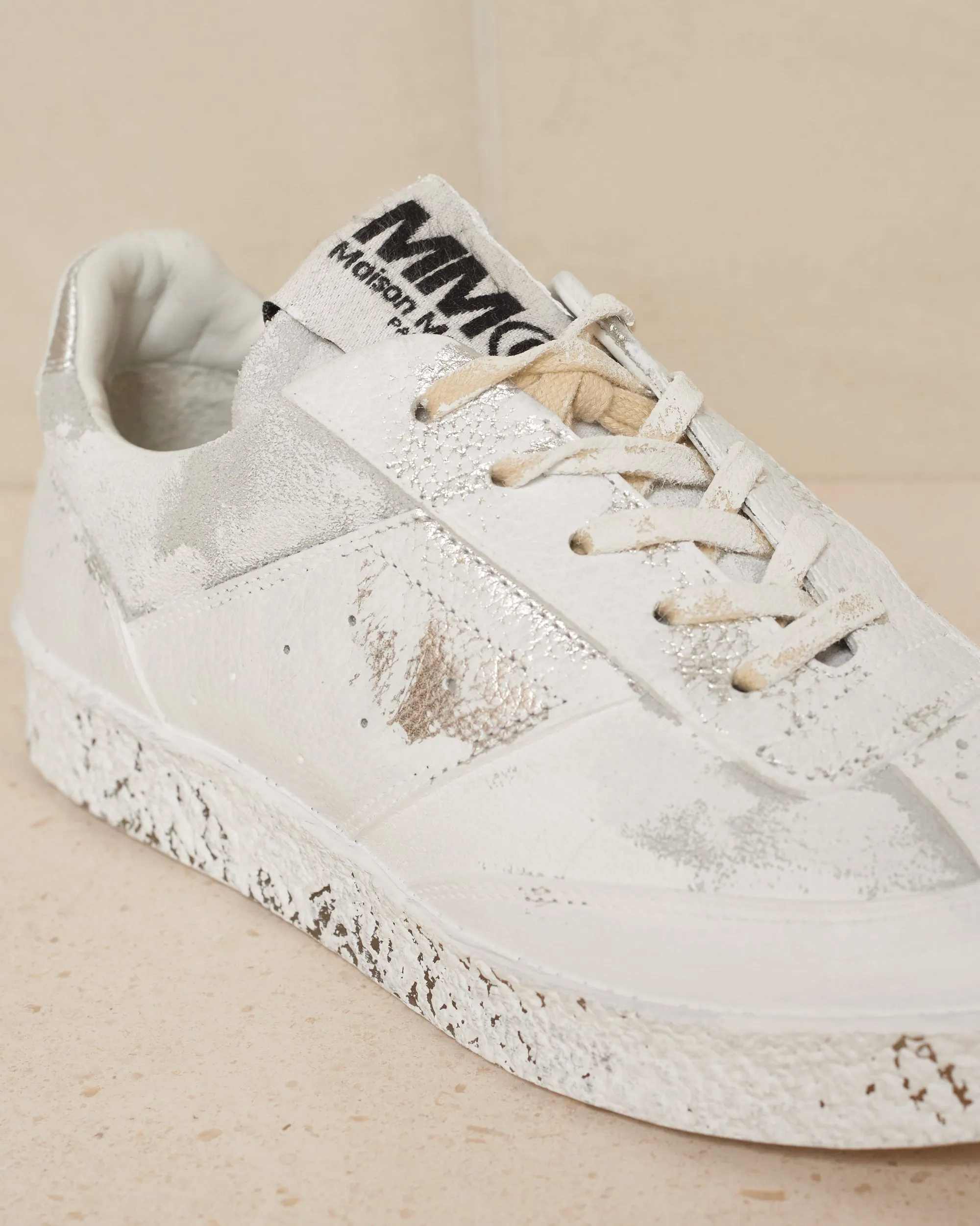 Painted Silver Court Sneaker
