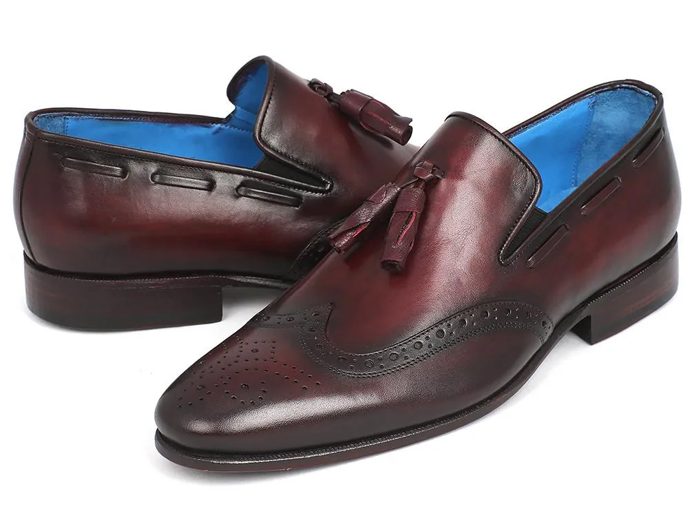 Paul Parkman Men's Wingtip Tassel Loafers Bordeaux Shoes (ID#WL34-BRD)