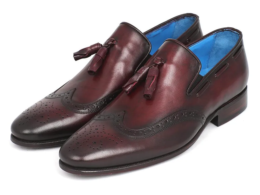 Paul Parkman Men's Wingtip Tassel Loafers Bordeaux Shoes (ID#WL34-BRD)