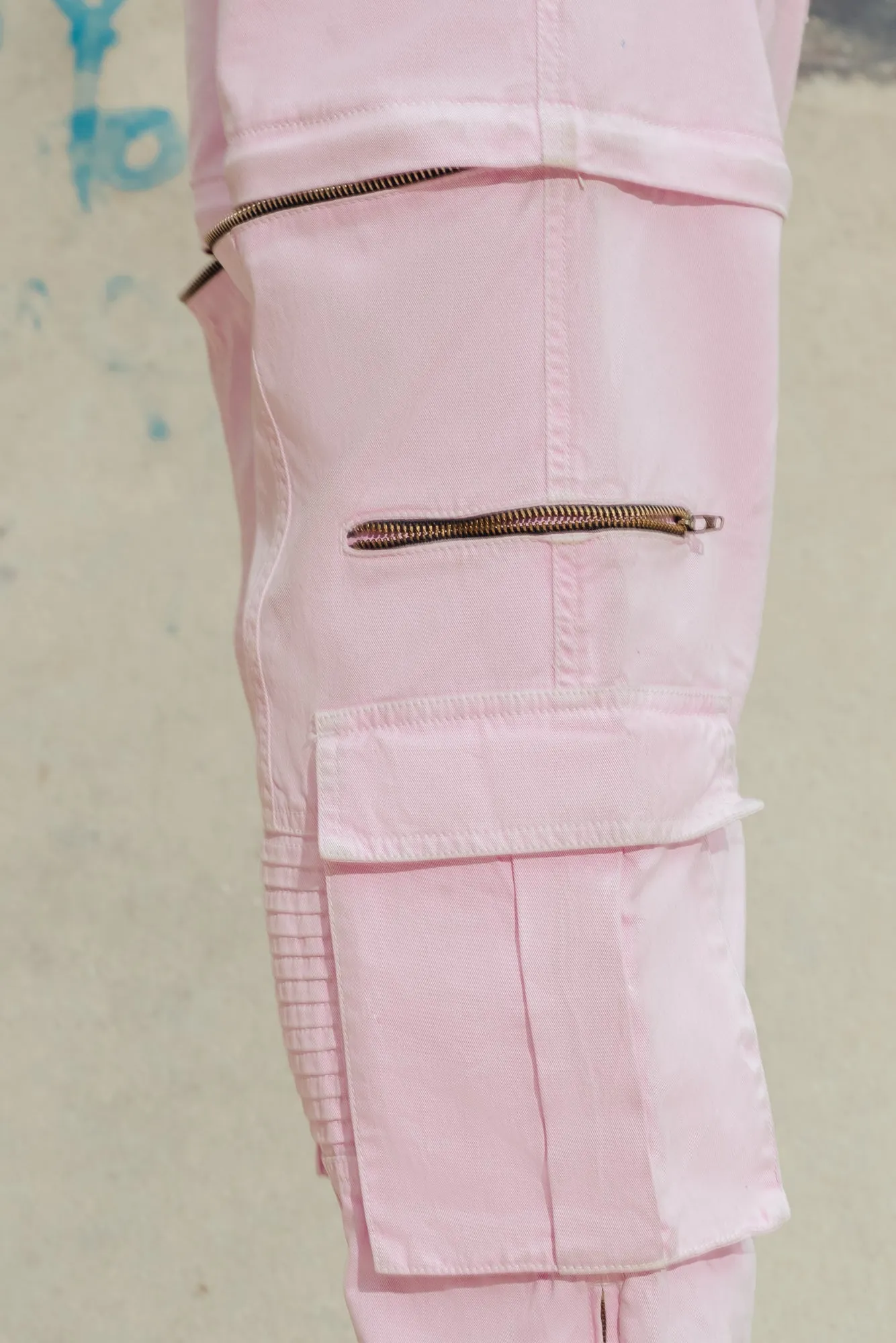 Pink Detachable Cargo Jeans